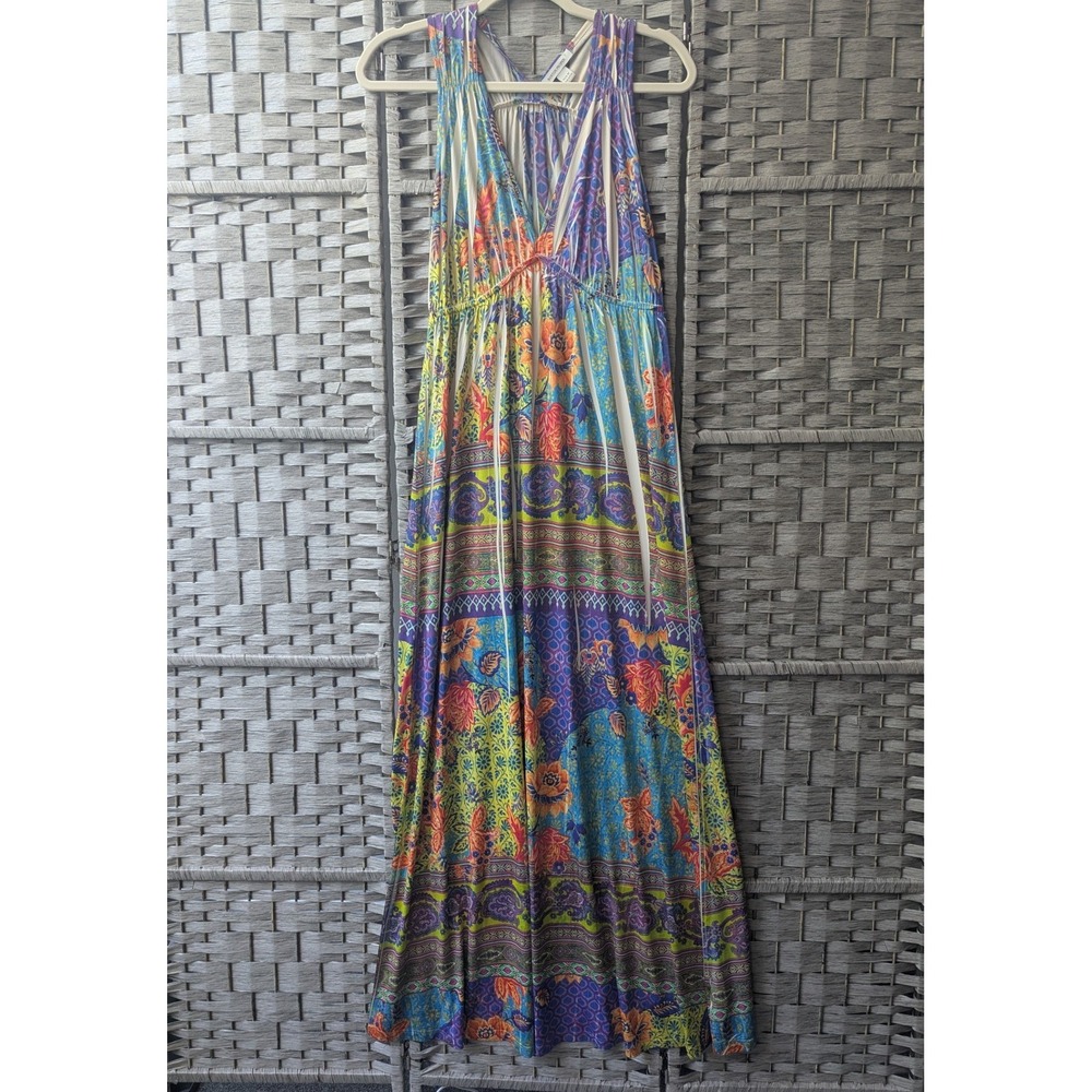 Boston Proper Maxi Dress Multi Color Floral Paisley Boho Md Resortwear Festival